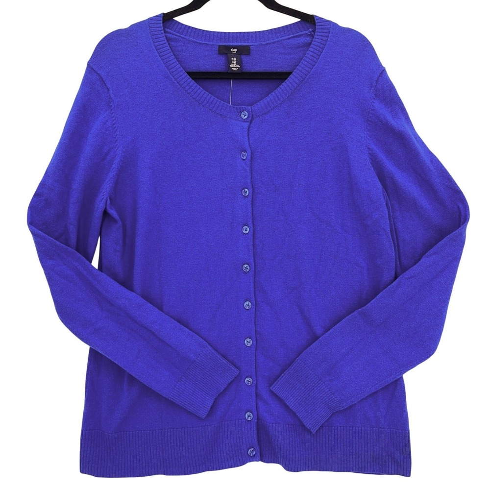 Gap Blue Cardigan XL Button Front Long Sleeve Cotton Blend Knit NWT
